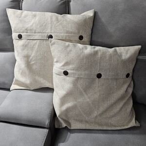 2 Beige Pillow Covers With Buttons 22x22
